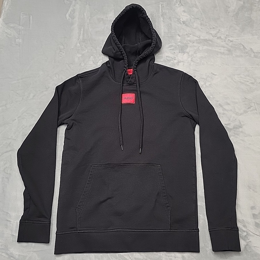 Hugo Boss Hoodie Mens Large Black Daratschi Pullover Sweatshirt Minimal Luxury